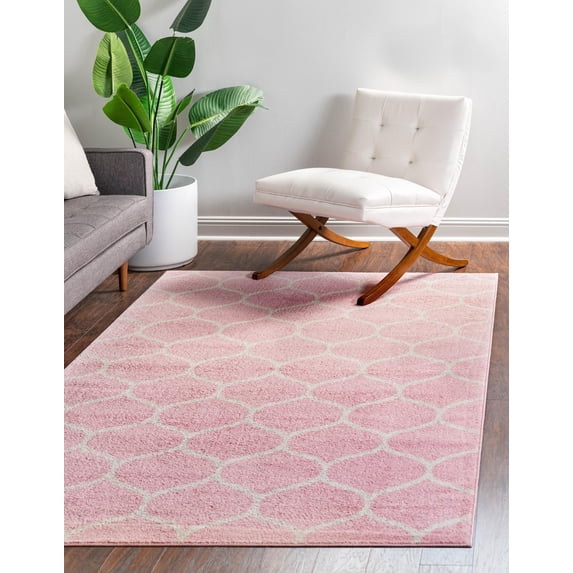 Unique Loom Trellis Frieze Collection Area Rug - Rounded (8' x 10' Rectangle Light Pink/Ivory)