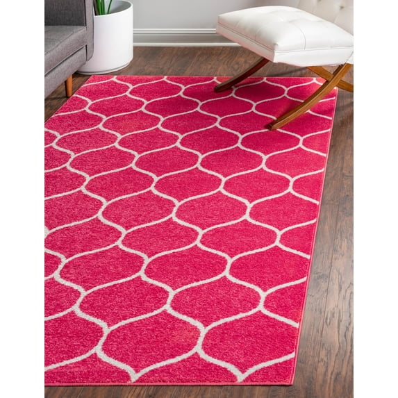 Unique Loom Trellis Frieze Collection Area Rug - Rounded (8' x 11' Rectangle Pink/Ivory)