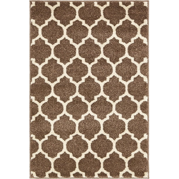 Unique Loom Trellis Geometric Modern Area Rugs, Brown