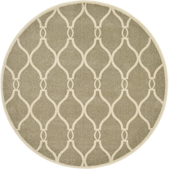 Unique Loom Trellis Round Geometric Modern Area Rugs, Beige