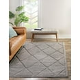 thumbnail image 1 of Unique Loom Trellis Shag Collection Area Rug - Diamond (4' 1" x 6' 1" Rectangle Gray), 1 of 10