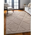 thumbnail image 1 of Unique Loom Trellis Shag Collection Area Rug - Diamond (5' x 8' Rectangle Beige), 1 of 9