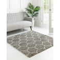 thumbnail image 1 of Unique Loom Trellis Shag Collection Area Rug - Ruby (10' Square Gray/Ivory), 1 of 10