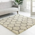 thumbnail image 1 of Unique Loom Trellis Shag Collection Area Rug - Ruby (10' Square Ivory/Gray), 1 of 11