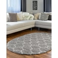 thumbnail image 1 of Unique Loom Trellis Shag Collection Area Rug - Ruby (4' x 6' Oval Gray/Ivory), 1 of 12