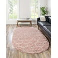 thumbnail image 1 of Unique Loom Trellis Shag Collection Area Rug - Ruby (4' x 6' Oval Light Pink/Ivory), 1 of 12