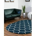 thumbnail image 1 of Unique Loom Trellis Shag Collection Area Rug - Ruby (4' x 6' Oval Navy Blue/Ivory), 1 of 9