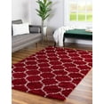 thumbnail image 1 of Unique Loom Trellis Shag Collection Area Rug - Ruby (4' x 6' Rectangle Burgundy Red/Ivory), 1 of 11