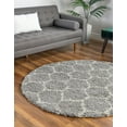 thumbnail image 1 of Unique Loom Trellis Shag Collection Area Rug - Ruby (5' 3" Round Gray/Ivory), 1 of 12