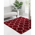 thumbnail image 1 of Unique Loom Trellis Shag Collection Area Rug - Ruby (5' 3" Square Burgundy Red/Ivory), 1 of 11