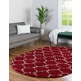 thumbnail image 1 of Unique Loom Trellis Shag Collection Area Rug - Ruby (5' 3" x 8' Oval Burgundy Red/Ivory), 1 of 11