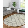 thumbnail image 1 of Unique Loom Trellis Shag Collection Area Rug - Ruby (5' 3" x 8' Oval Ivory/Gray), 1 of 11
