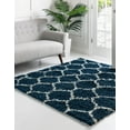 thumbnail image 1 of Unique Loom Trellis Shag Collection Area Rug - Ruby (6' Square Navy Blue/Ivory), 1 of 11