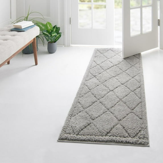 Unique Loom Trellis Shag Collection Area Rug - Ruth (10' x 13' Rectangle Light Brown/Ivory)