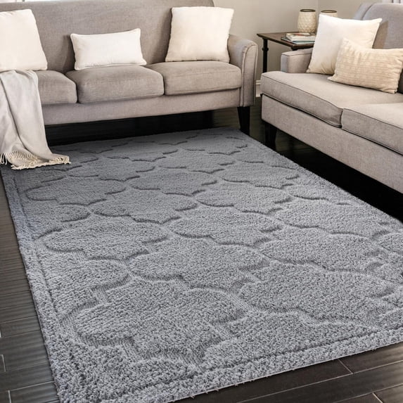 Unique Loom Trellis Shag Collection Area Rug - Ruth (2' x 5' Runner Beige/Light Brown)