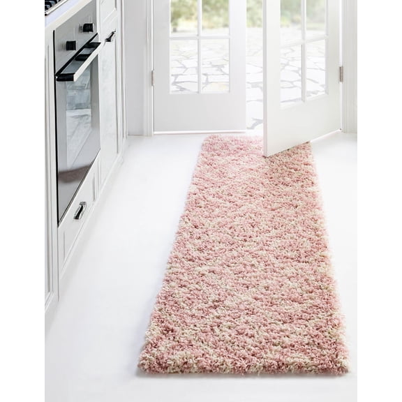 Unique Loom Trellis Shag Collection Area Rug - Ruth (2' x 6' Runner Light Pink/Ivory)