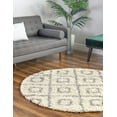 thumbnail image 1 of Unique Loom Trellis Shag Collection Area Rug - Ruth (3' 3" Round Ivory/Gray), 1 of 11