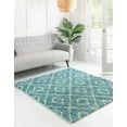 thumbnail image 1 of Unique Loom Trellis Shag Collection Area Rug - Ruth (3' 3" Square Aqua/Ivory), 1 of 8