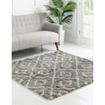 thumbnail image 1 of Unique Loom Trellis Shag Collection Area Rug - Ruth (3' 3" Square Gray/Ivory), 1 of 11