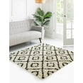 thumbnail image 1 of Unique Loom Trellis Shag Collection Area Rug - Ruth (3' 3" Square White and Black/Ivory), 1 of 11