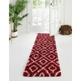 thumbnail image 1 of Unique Loom Trellis Shag Collection Area Rug - Ruth (3' 3" x 16' 5" Runner Burgundy Red/Ivory), 1 of 10