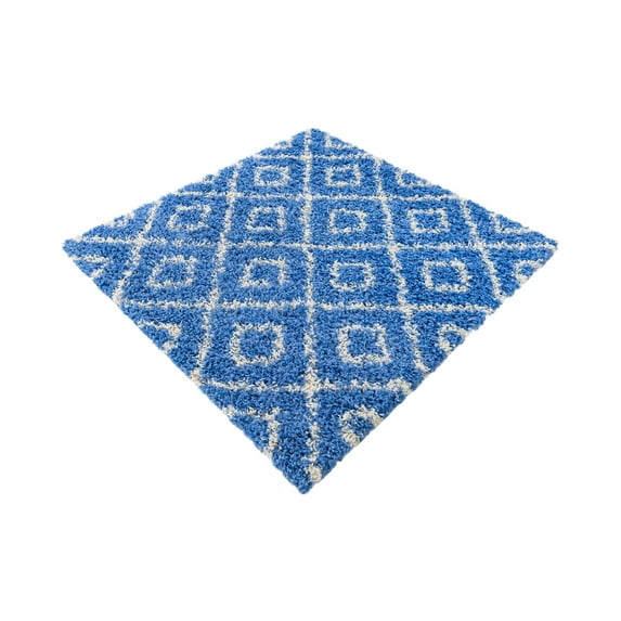 Unique Loom Trellis Shag Collection Area Rug - Ruth (4' 1" Square Periwinkle.Blue)