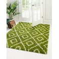 thumbnail image 1 of Unique Loom Trellis Shag Collection Area Rug - Ruth (4' Square Green/Ivory), 1 of 11