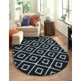 thumbnail image 1 of Unique Loom Trellis Shag Collection Area Rug - Ruth (4' x 6' Oval Black and White/Ivory), 1 of 12