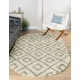 thumbnail image 1 of Unique Loom Trellis Shag Collection Area Rug - Ruth (4' x 6' Oval Ivory/Gray), 1 of 11