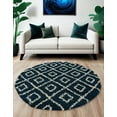 thumbnail image 1 of Unique Loom Trellis Shag Collection Area Rug - Ruth (5' 3" Round Navy Blue/Ivory), 1 of 9