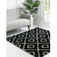thumbnail image 1 of Unique Loom Trellis Shag Collection Area Rug - Ruth (5' 3" Square Black and White/Ivory), 1 of 11