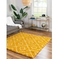 thumbnail image 1 of Unique Loom Trellis Shag Collection Area Rug - Ruth (5' 3" Square Yellow/Ivory), 1 of 9
