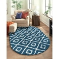 thumbnail image 1 of Unique Loom Trellis Shag Collection Area Rug - Ruth (5' 3" x 8' Oval Navy Blue/Ivory), 1 of 10