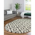 thumbnail image 1 of Unique Loom Trellis Shag Collection Area Rug - Ruth (5' 3" x 8' Oval White and Black/Ivory), 1 of 11
