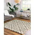 thumbnail image 1 of Unique Loom Trellis Shag Collection Area Rug - Ruth (6' Square Ivory/Gray), 1 of 11