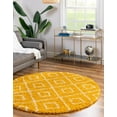 thumbnail image 1 of Unique Loom Trellis Shag Collection Area Rug - Ruth (7' 10" Round Yellow/Ivory), 1 of 9