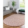 thumbnail image 1 of Unique Loom Trellis Shag Collection Area Rug - Ruth (7' 10" x 10' Oval Light Pink/Ivory), 1 of 12
