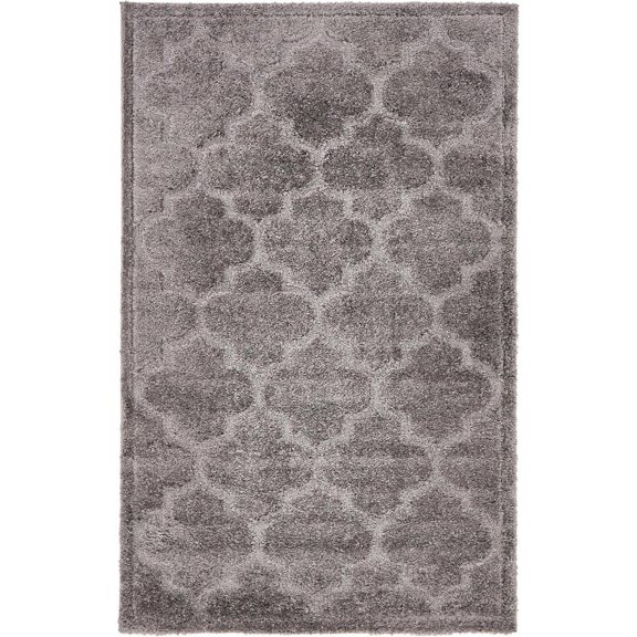 Unique Loom Traditional Trellis Shag Rug, Dark Gray (5' 0 x 8' 0)