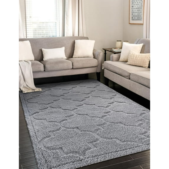 Unique Loom Trellis Shag Collection Area Rug - Traditional (5' 1" x 8' Rectangle Gray)