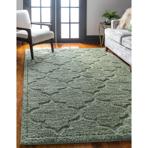 Unique Loom Trellis Shag Collection Area Rug - Traditional (5' 1" x 8' Rectangle Green)