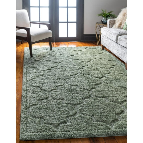 Unique Loom Trellis Shag Collection Area Rug - Traditional (5' 1" x 8' Rectangle Green)