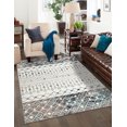thumbnail image 1 of Unique Loom Tribal Trellis Collection Area Rug - Alami (10' 8" x 14' Rectangle Ivory Gray Blue/Beige), 1 of 12