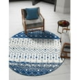 thumbnail image 1 of Unique Loom Tribal Trellis Collection Area Rug - Alami (10' Round Ivory Navy Blue/Gray), 1 of 12