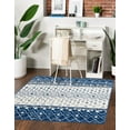 thumbnail image 1 of Unique Loom Tribal Trellis Collection Area Rug - Alami (10' Square Ivory Navy Blue/Gray), 1 of 11