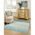 thumbnail image 1 of Unique Loom Tribal Trellis Collection Area Rug - Alami (3' 1" Square Ivory Blue/Ivory), 1 of 12