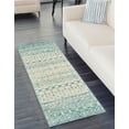 thumbnail image 1 of Unique Loom Tribal Trellis Collection Area Rug - Alami (3' 3" x 16' 5" Runner Ivory Blue/Ivory), 1 of 11