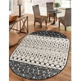 thumbnail image 1 of Unique Loom Tribal Trellis Collection Area Rug - Alami (4' 1" x 6' 1" Oval Black and White), 1 of 12