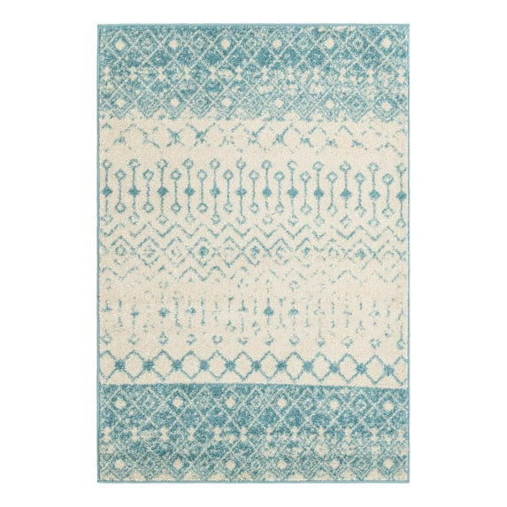 Unique Loom Tribal Trellis Collection Area Rug - Alami (4' 1" x 6' 1" Rectangle Ivory Blue/Ivory)