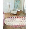 thumbnail image 1 of Unique Loom Tribal Trellis Collection Area Rug - Alami (7' 10" Round Ivory Multi/Ivory), 1 of 11