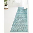 thumbnail image 1 of Unique Loom Tribal Trellis Collection Area Rug - Alaoui (2' 7" x 12' Runner Aqua Blue/Ivory), 1 of 10
